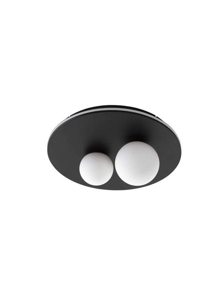 Velna LED plafonnier à 2 flammes Ø 40 cm 3000K noir avec un design élégant et des boules en verre.