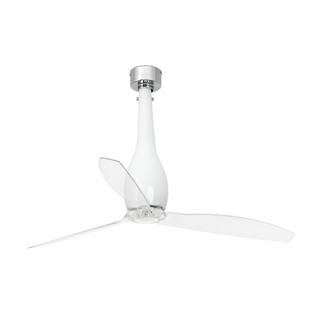 Ventilator ETERFAN Weiß, Transparent mit eleganter, moderner Bauform und durchsichtigen Blättern.