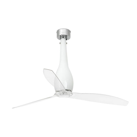 Ventilator ETERFAN Weiß, Transparent mit eleganter, moderner Bauform und durchsichtigen Blättern.