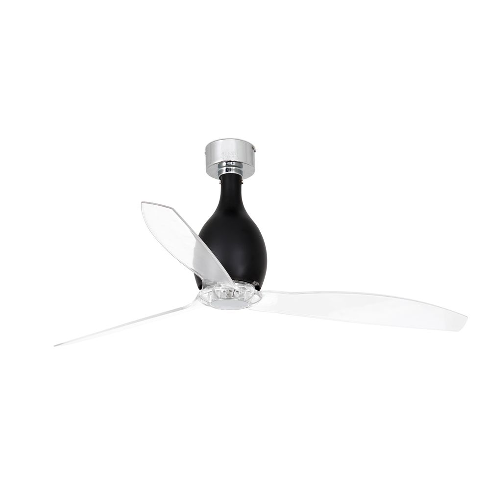 Ventilator MINI ETERFAN Schwarz, Transparent - moderner Deckenventilator mit schwarzem Körper und transparenten Flügeln.