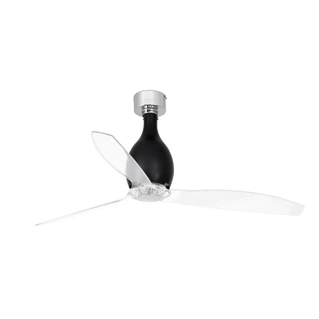 Ventilator MINI ETERFAN Schwarz, Transparent - moderner Deckenventilator mit schwarzem Körper und transparenten Flügeln.
