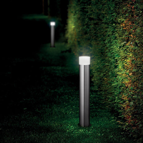 Candeeiro de balizamento LED Venus 80 cm Antracite num caminho de jardim à noite