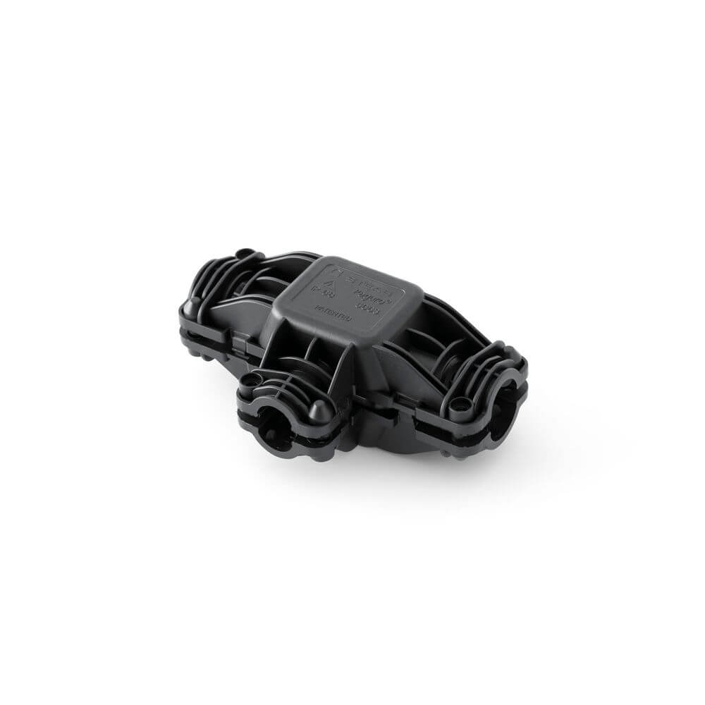 Verbindungsbox T-Form IP68 in schwarzer Farbe für sichere elektrische Verbindungen.