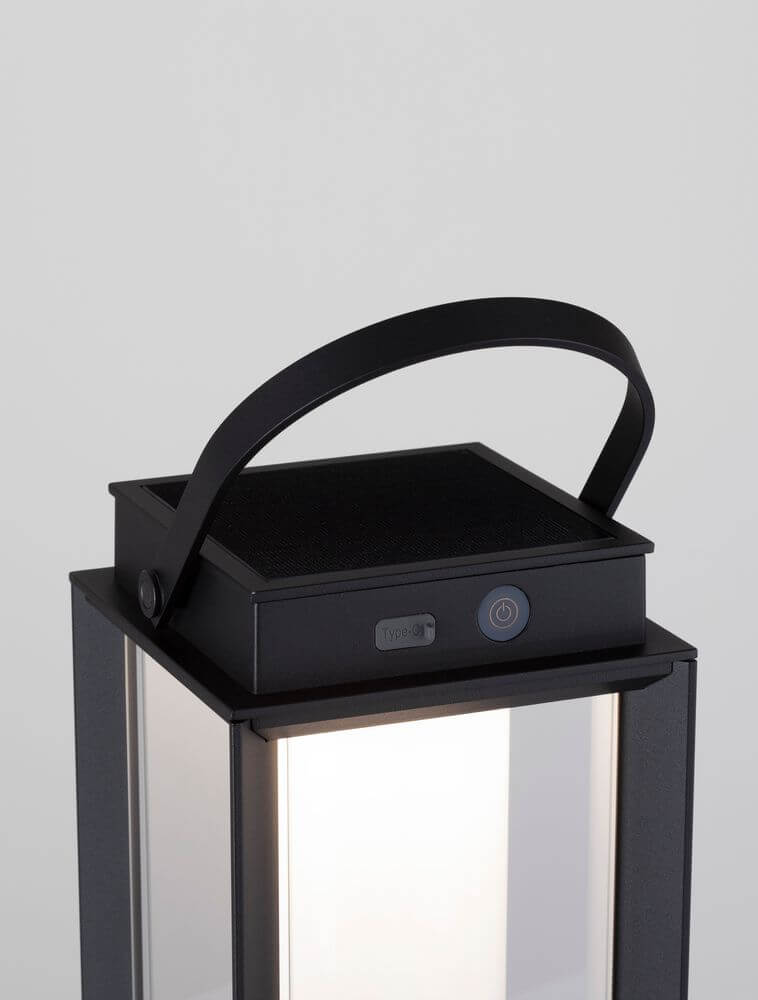 Verhal LED Außenstehleuchte 3000K Solar IP54 mit schwarzem Aluminium und Glas für modernen Außenbereich