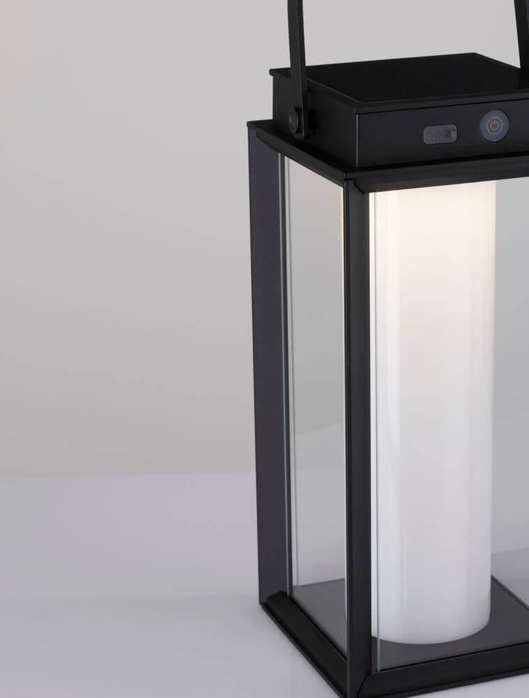 Verhal LED Außenstehleuchte 3000K Solar IP54 in edlem schwarzen Design mit Glas und robustem Aluminium.