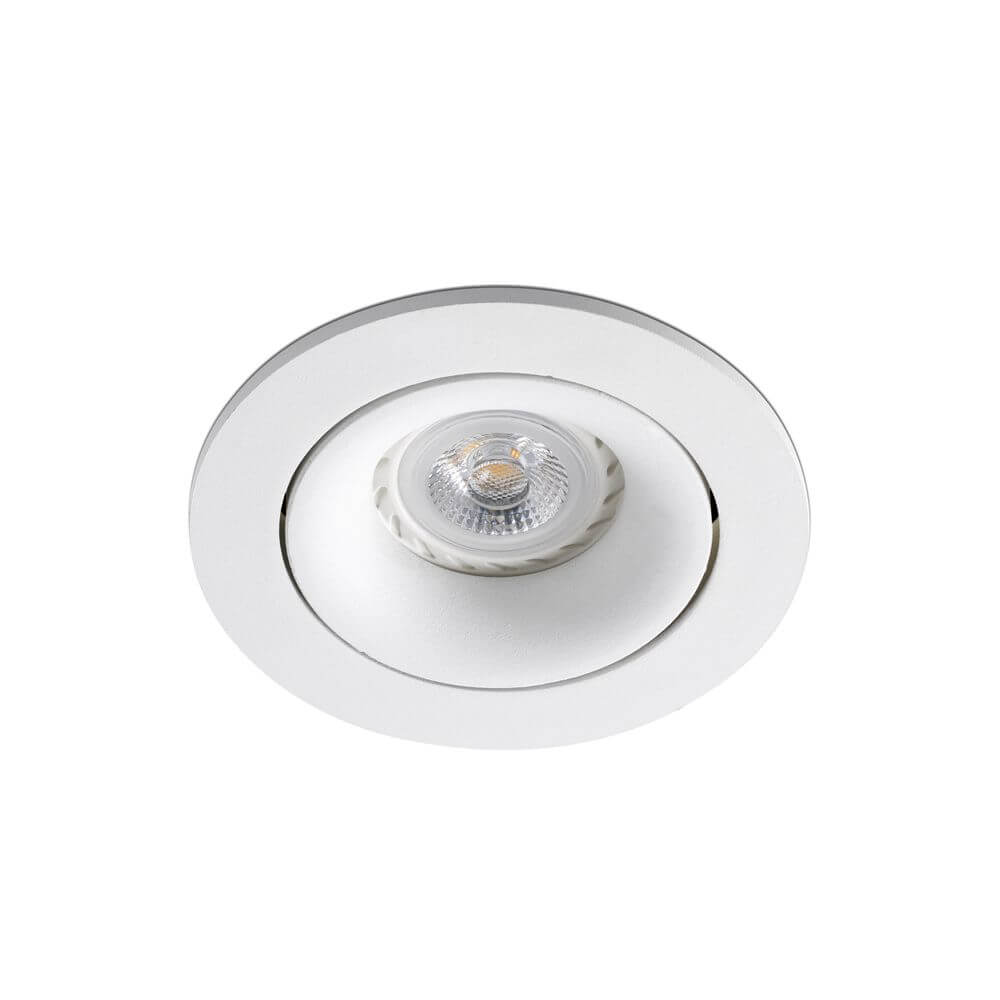 Verstellbare Einbaulampe ARGÓN GU10 Weiß - moderne, runde Deckenlampe in Weiß mit drehbarem LED-Leuchtmittel.
