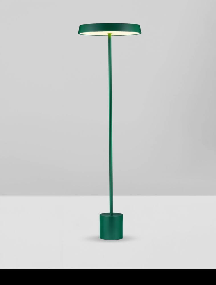 Vetro LED Stehlampe H 136cm Ø 40cm 3000K in elegantem Design mit grüner Aluminium-Oberfläche.