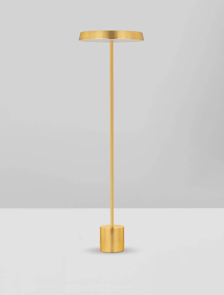 Vetro LED Stehlampe H 136cm Ø 40cm 3000K in eleganter goldner Ausführung für modernes Interieur.