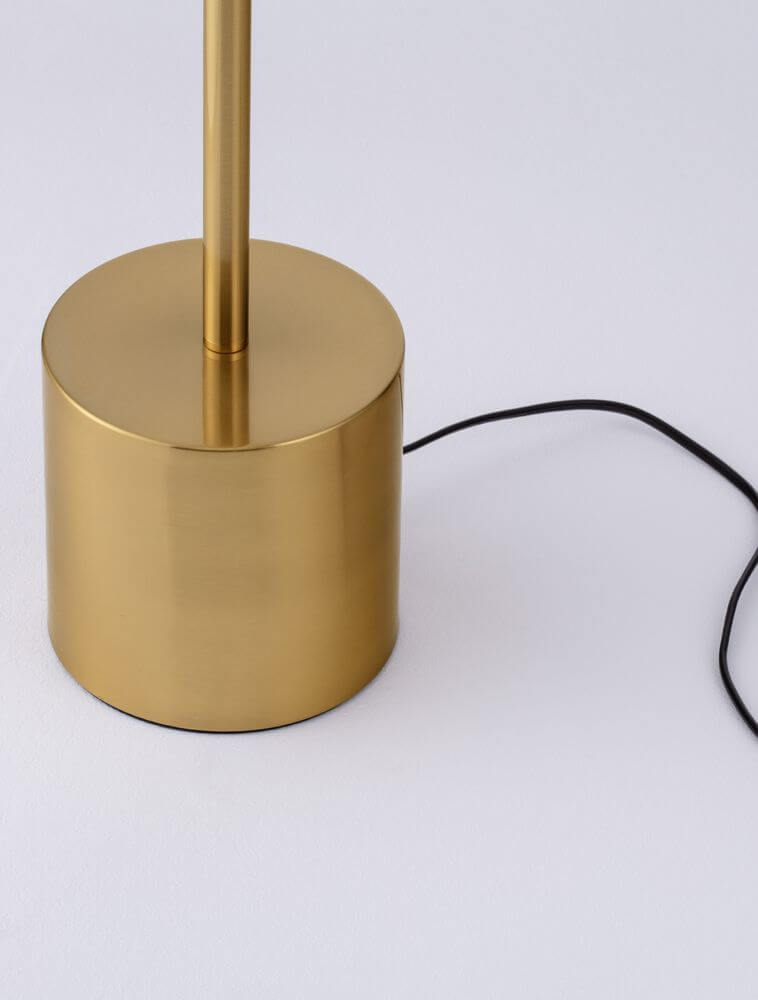 Vetro LED Stehlampe H 136cm Ø 40cm 3000K mit goldener Basis und schwarzem Kabel