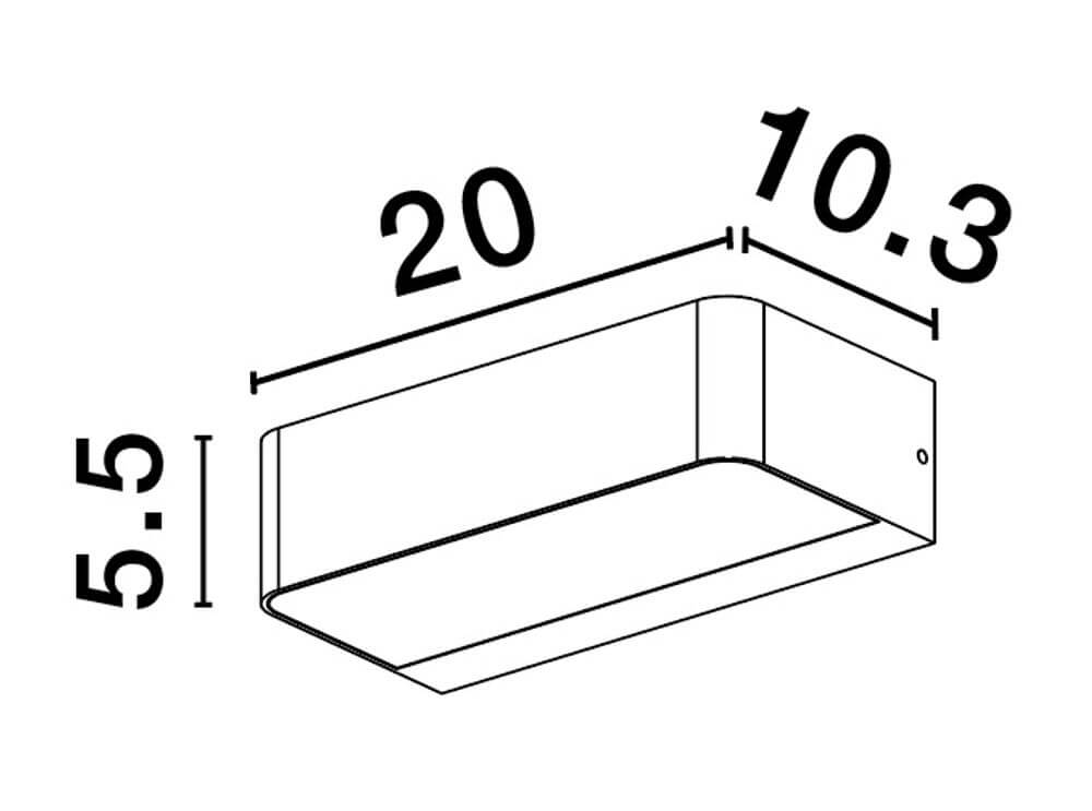 Videno LED Außenwandleuchte 3000K Anthrazit IP65 technische Zeichnung mit Abmessungen.