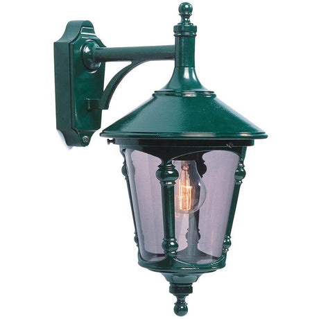 Lampada da parete Virgo verde, acrilico fumé montato su una parete, design elegante.