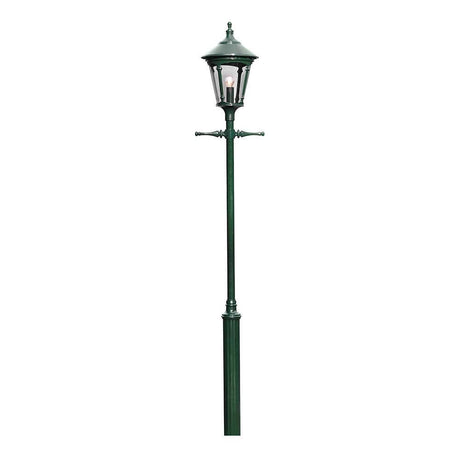 Tête de luminaire Virgo pour candélabre vert, verre acrylique fumé sur un élégant mât de lampadaire.