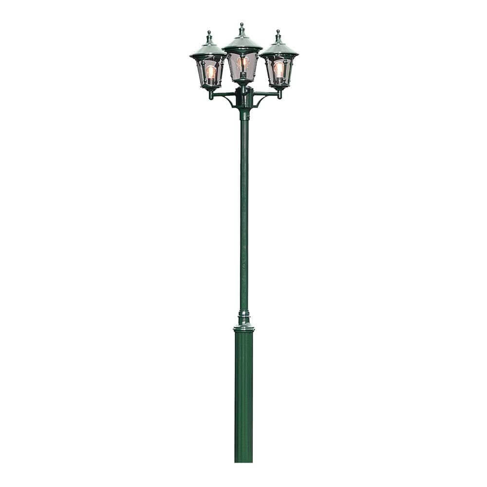 Virgo Leuchtenkopf 3-tlg. für Mastleuchte Grün, Rauchfarben in eleganter Straßenlaterne.