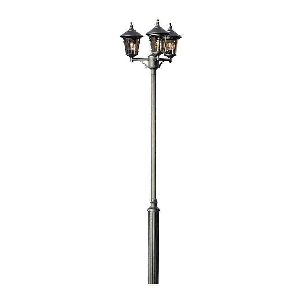 Virgo Leuchtenkopf 3-tlg. für Mastleuchte Schwarz, Rauchfarben - eleganter Beleuchtungspfosten.