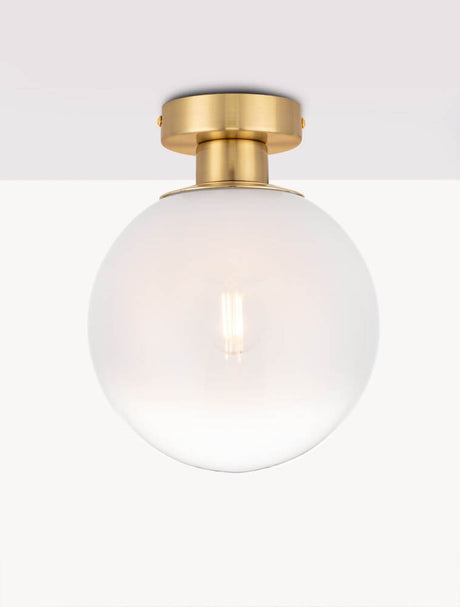 Vita ceiling light E27 Gold, White with mouth-blown opal glass and gold-colored canopy.