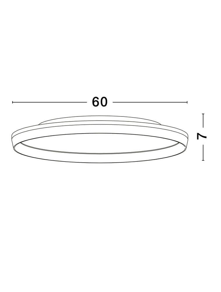 Vomos Deckenleuchte Ø 60cm 2700, 3000K: technische Zeichnung mit Durchmesser 60 cm und Höhe 7 cm.