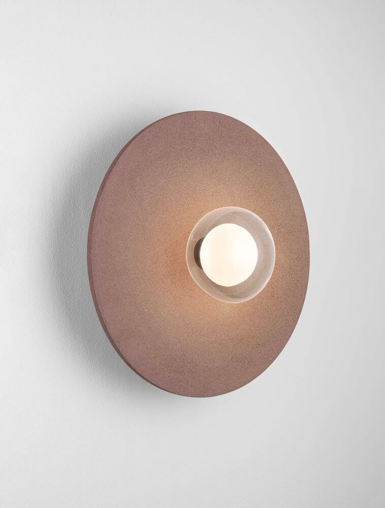 Vrahos Wandleuchte G9 Ø 44,5cm Beton Rot moderne Beton-Wandlampe mit rundem Design und G9-Leuchte