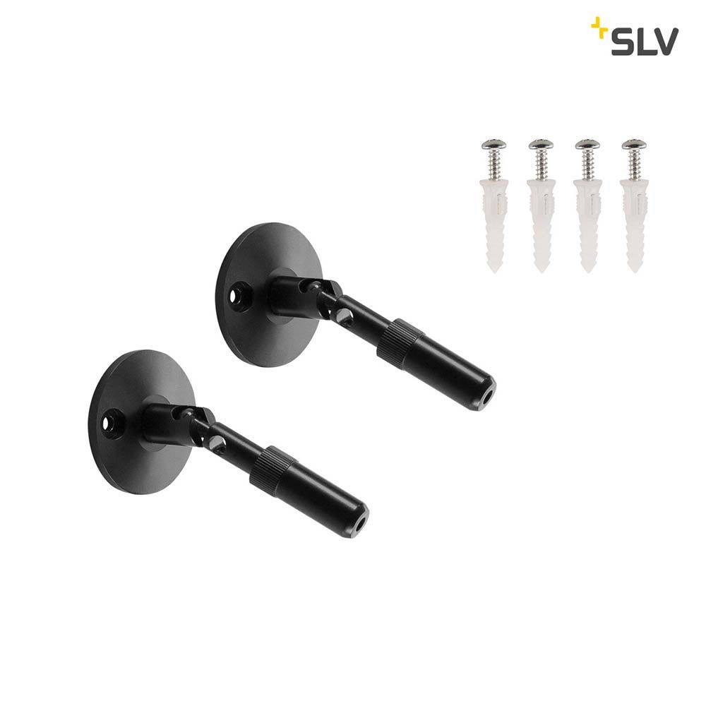 Wandhalter für Tenseo Niedervolt-Seilsystem Lang Schwarz 2 Stück mit Zubehör.