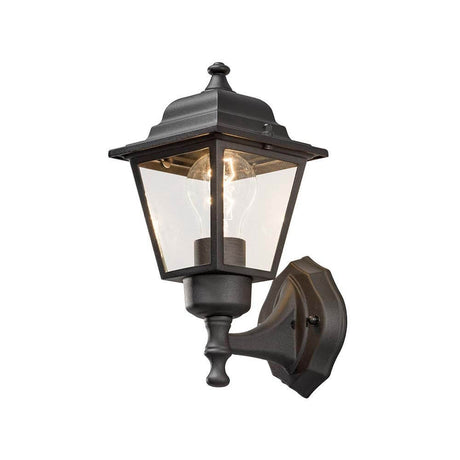 Zewnętrzna lampa ścienna Wall czarna, przezroczyste szkło ze stylowym designem i transparentną konstrukcją szklaną.