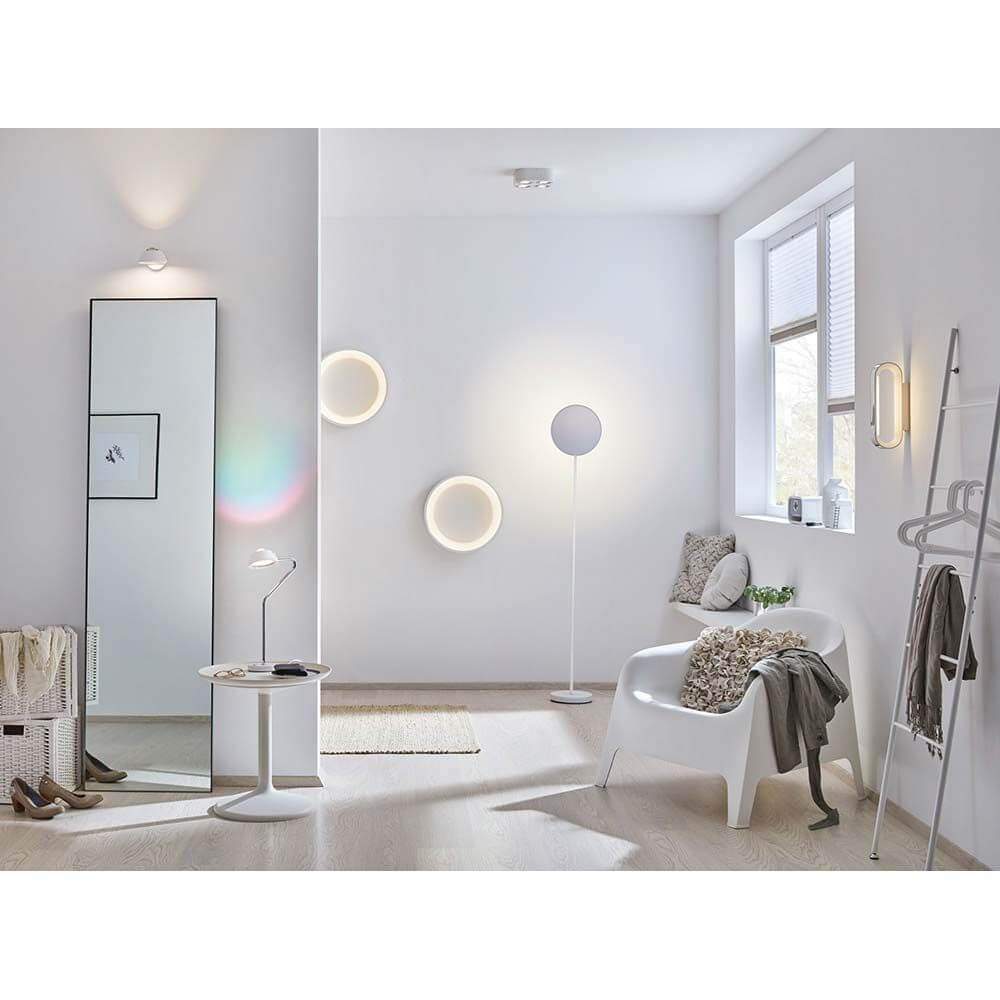 Wandleuchte Agena IP44 LED Dimmbar 1x20W Chrom Weiß Alu Edelstahl in modernem Wohnraum