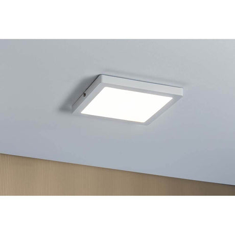 Atria wall light LED panel 220x220mm 20W white mounted on ceiling, flat design, pleasantly warm white light.