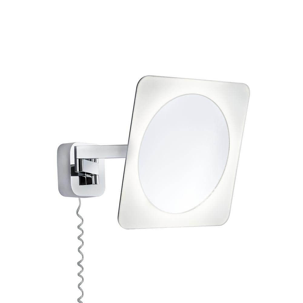 Wandleuchte Bela Kosmetikspiegel IP44 LED 5,7W Chrom Weiß mit ausziehbarem Gelenk für verstellbare Verwendung.