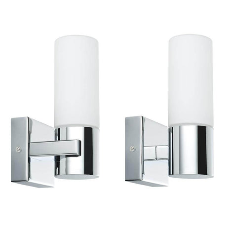 Gemini WL wall light IP44 max. 40W E14 2-piece pack chrome satin glass - modern wall and mirror light