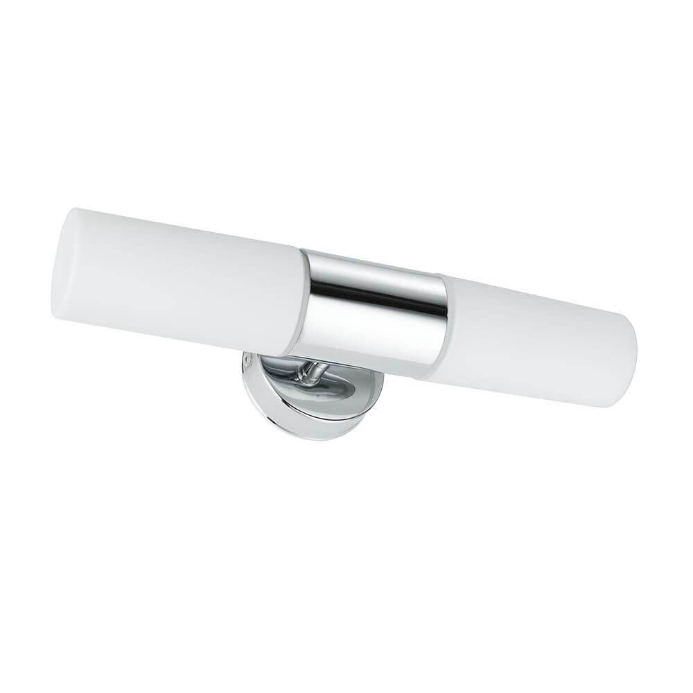 Wandleuchte Lenia IP44 max. 2x40W E14 Chrom Opak Glas in modernem Design für Badezimmer und Feuchträume.