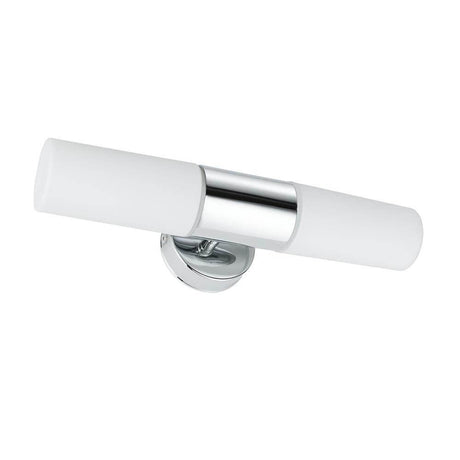 Lenia wall light IP44 max. 2x40W E14 chrome opaque glass in a modern design for bathrooms and damp rooms.