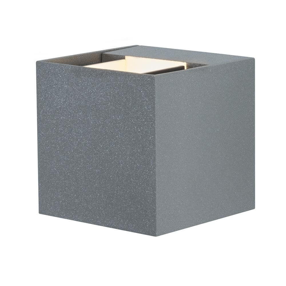Wandaufbauleuchte LED Cybo eckig 2x3W grau 80x80mm in quadratischem Design als moderne Außenleuchte.