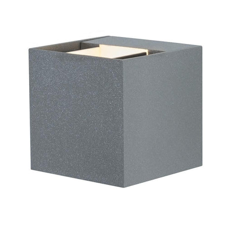 Wandaufbauleuchte LED Cybo eckig 2x3W grau 80x80mm in quadratischem Design als moderne Außenleuchte.