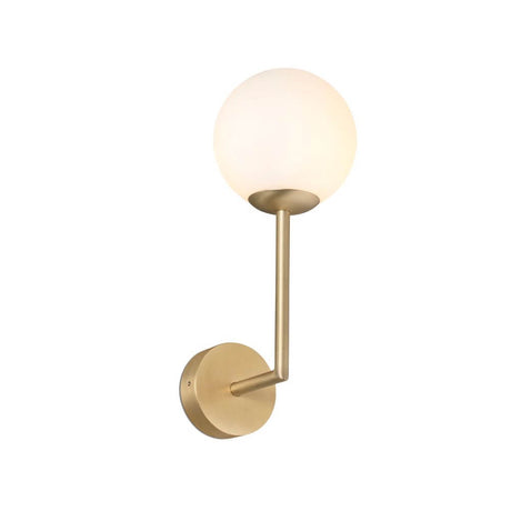 Wandlamoe GALA IP44 Goldfarben-Satin mit kugelförmigem Glas und goldfarbenem Metallgestell