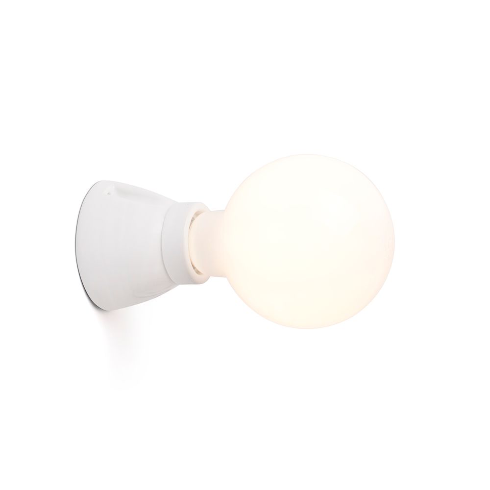Wandlampe KERA Weiß in modernem Design mit runder Glühbirne, ideal für stimmungsvolle Beleuchtung.
