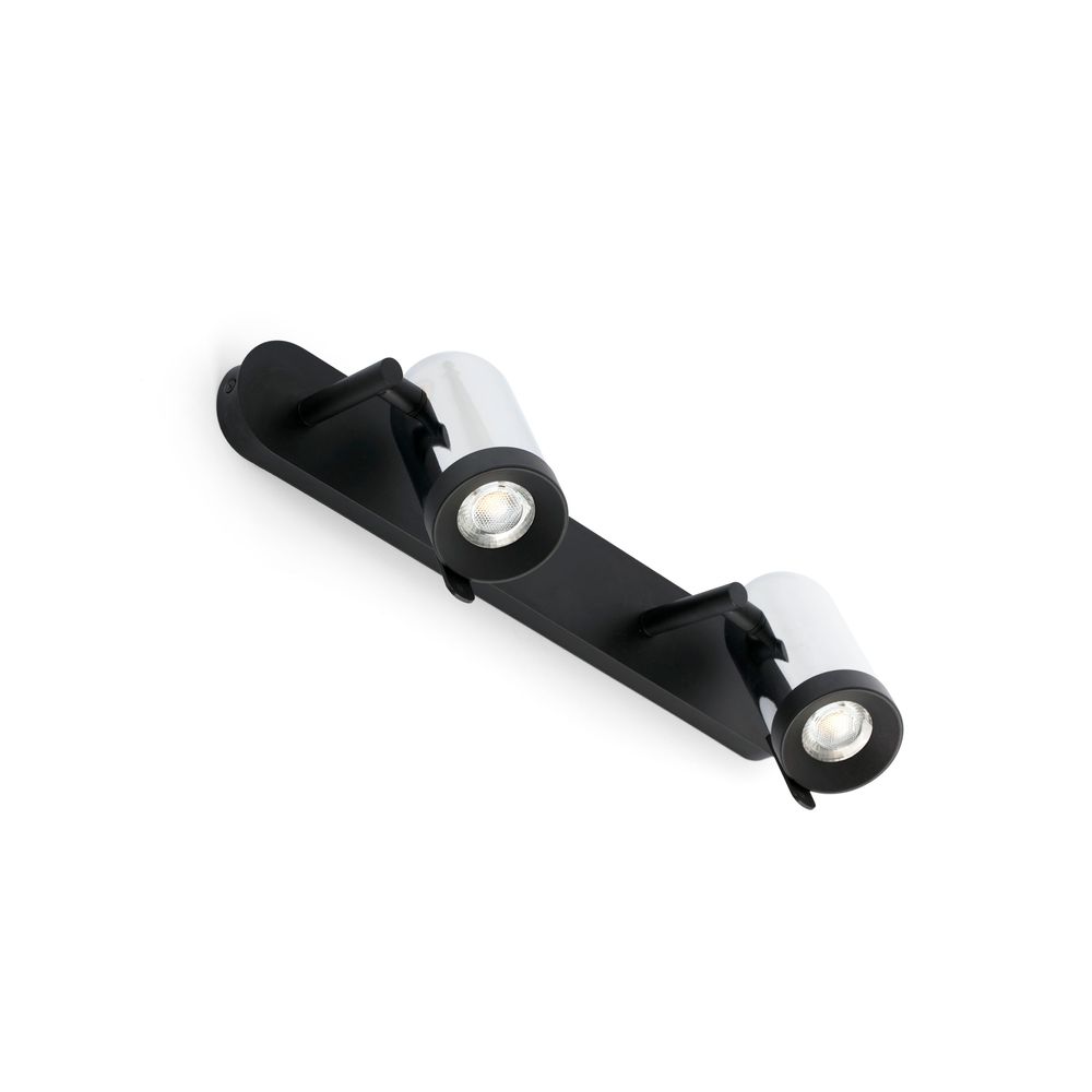 Wandlampe ORLEANS 2-flammig Chrom, Schwarz in modernem Design und eleganter Farbkombination.