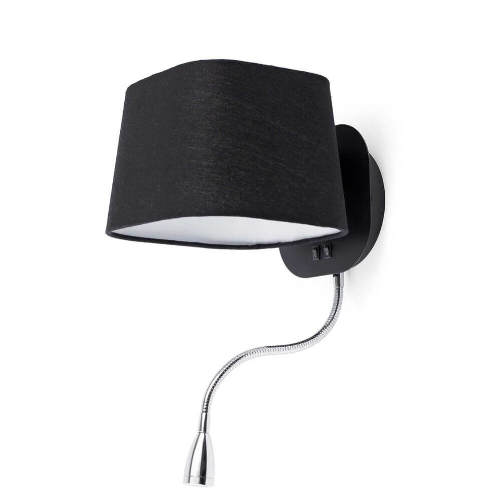 Wandlampe SWEET mit LED-Lesearm Schwarz, elegante Wandleuchte mit flexibel einstellbarem Lesearm.