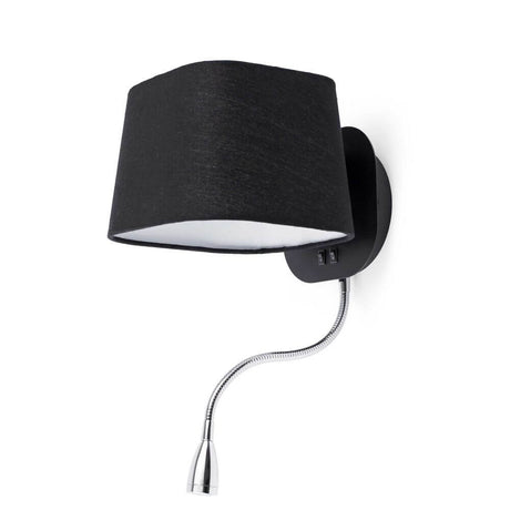 Wandlampe SWEET mit LED-Lesearm Schwarz, elegante Wandleuchte mit flexibel einstellbarem Lesearm.