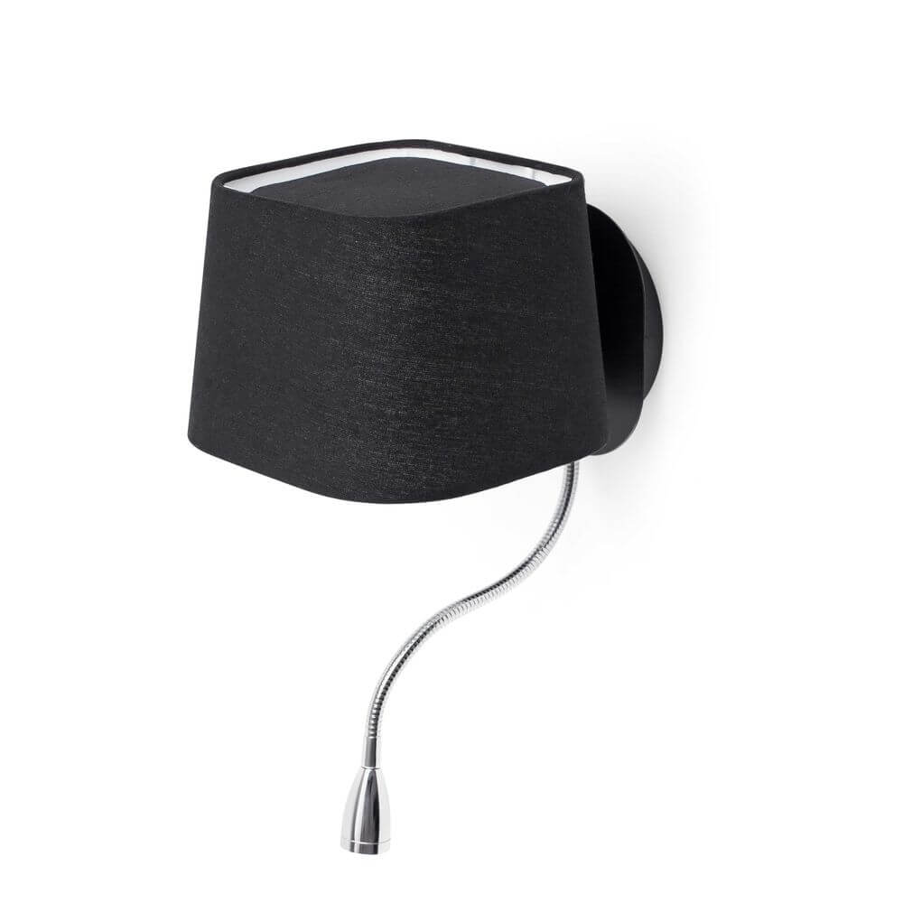 Wandlampe SWEET mit LED-Lesearm Schwarz - elegante Wandlampe mit flexiblem Lesearm in Schwarz.