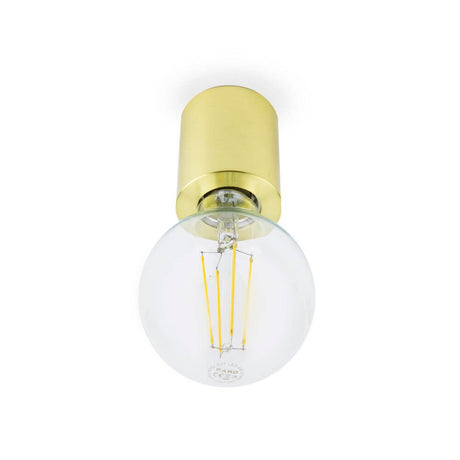 Wall light TEN satin gold with an elegant bulb and gold-colored mounting base.