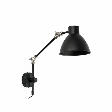 Wandleuchte CELIA Schwarz an der Wand montiert mit flexibler Arm und modernem Design.
