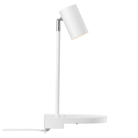 Cody wall light in a modern design with an adjustable lamp head and practical shelf.
