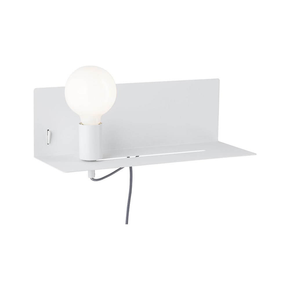Wandleuchte Devara Dimmbar Weiß mit integrierter Ablage und USB-Ausgang für multifunktionalen Einsatz.