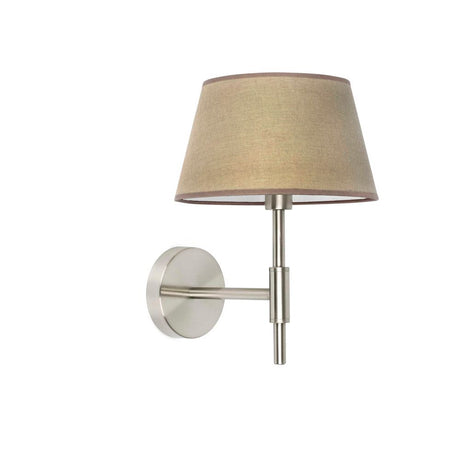 Wandleuchte MITIC Nickel, Beige - stilvolle Wandlampe mit beigem Lampenschirm und nickelfarbenem Gestell.