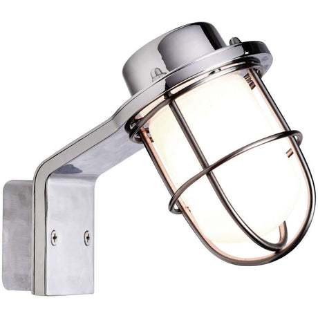 Wandleuchte Marina IP44 in modernem Design mit Edelstahl-Gitter und warmem Licht.