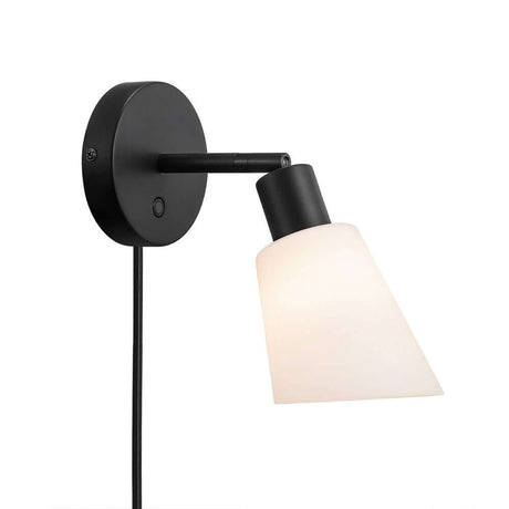 Wandleuchte Molli schwarze Wandleuchte mit weißem Schirm und modernem Design