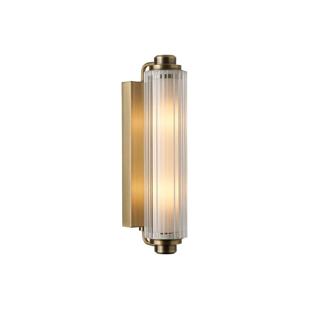 Wandleuchte Nimal Double IP44 in Gold mit transparenter Glasabdeckung und zwei Lichtquellen für stilvolle Beleuchtung.