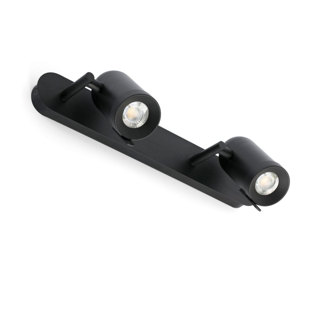 Wandleuchte ORLEANS 2-flammig Schwarz an einer Wand montiert, minimalistisches Design in Schwarz.