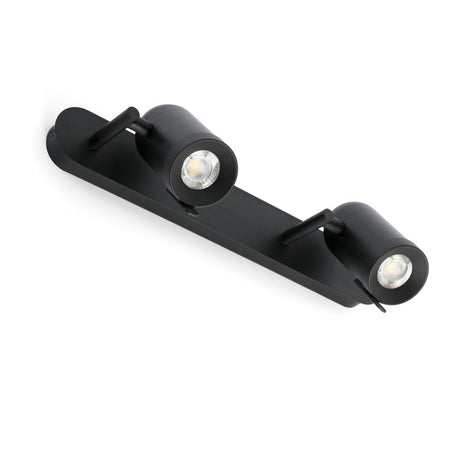 Wandleuchte ORLEANS 2-flammig Schwarz an einer Wand montiert, minimalistisches Design in Schwarz.