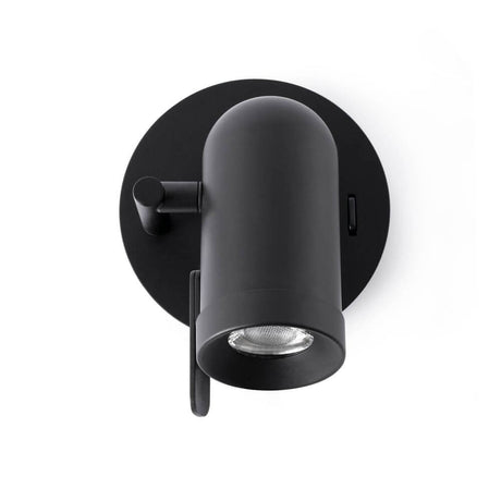 Wandleuchte ORLEANS Schwarz mit modernem Design und schwenkbarem Lampenschirm in Schwarz.