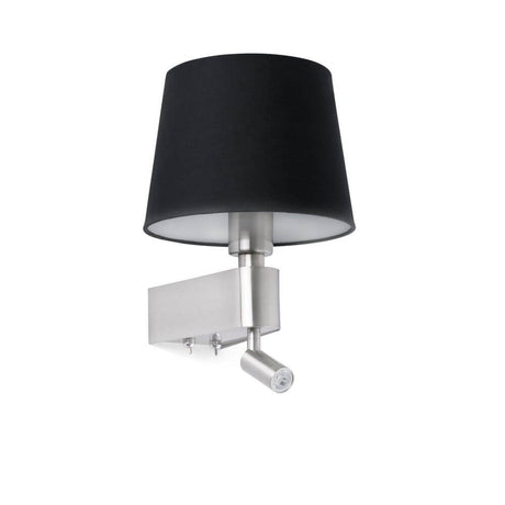 Wandleuchte ROOM mit LED-Leselicht 2700K Nickel, Schwarz - elegantes Design mit schwenkbarem LED-Leselicht