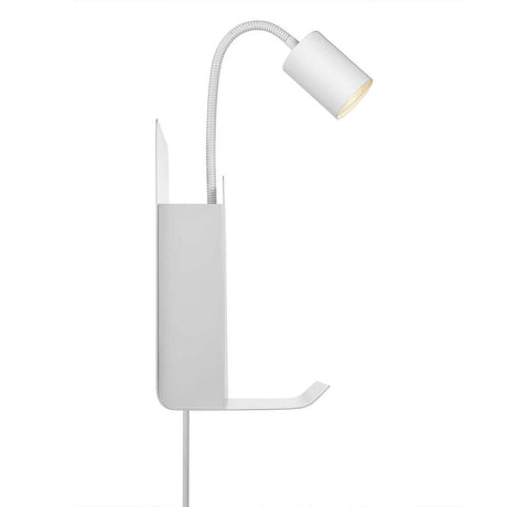 Applique Roomi avec tête de lampe réglable et porte-revues au design moderne.